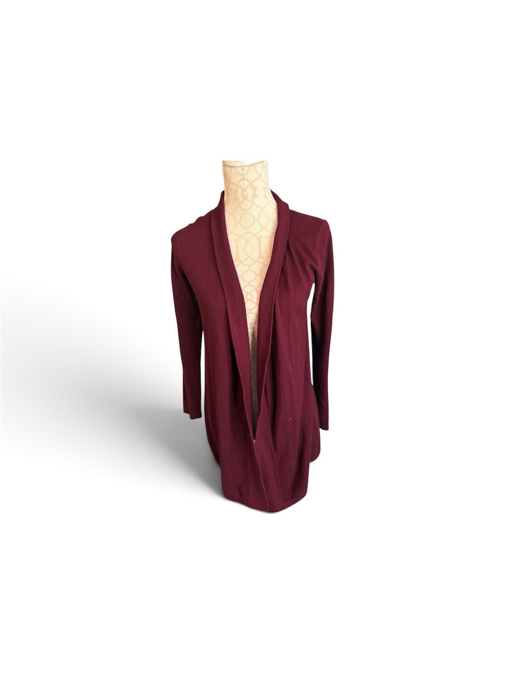 89th & Madison Open-Front Burgundy Women's Cardigan